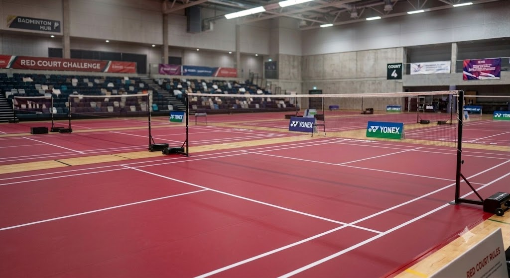 Tournament Red Badminton Court